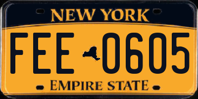 NY license plate FEE0605
