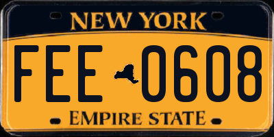 NY license plate FEE0608