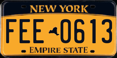 NY license plate FEE0613