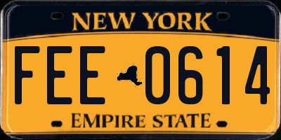 NY license plate FEE0614