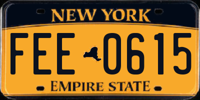 NY license plate FEE0615