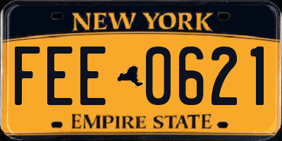NY license plate FEE0621