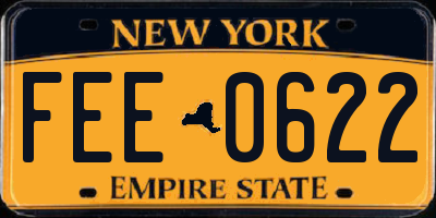 NY license plate FEE0622