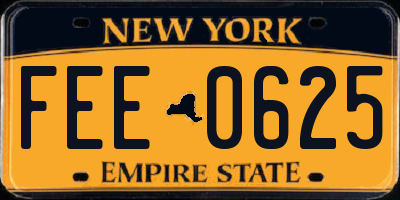 NY license plate FEE0625