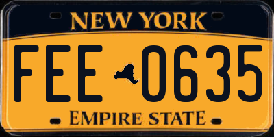 NY license plate FEE0635