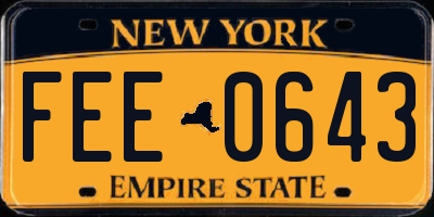 NY license plate FEE0643