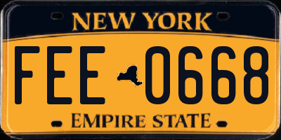 NY license plate FEE0668