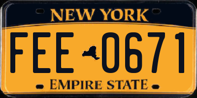 NY license plate FEE0671