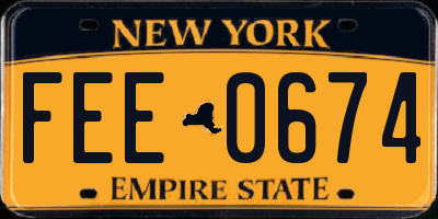 NY license plate FEE0674