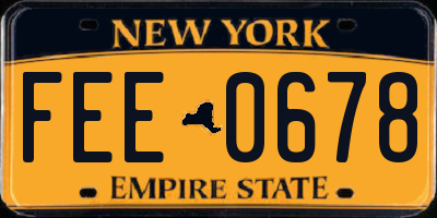 NY license plate FEE0678