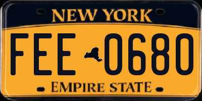 NY license plate FEE0680