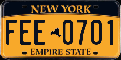 NY license plate FEE0701