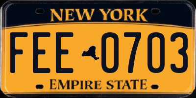NY license plate FEE0703