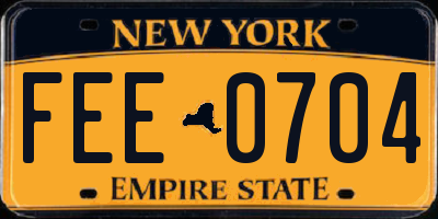 NY license plate FEE0704