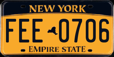 NY license plate FEE0706