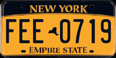 NY license plate FEE0719