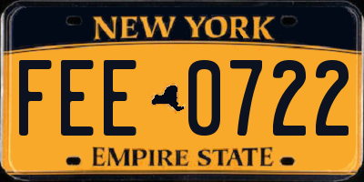NY license plate FEE0722