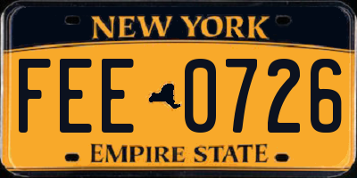 NY license plate FEE0726