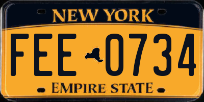 NY license plate FEE0734
