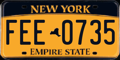 NY license plate FEE0735