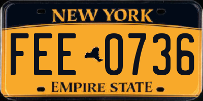 NY license plate FEE0736