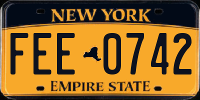 NY license plate FEE0742