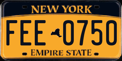 NY license plate FEE0750