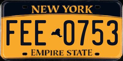 NY license plate FEE0753
