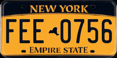 NY license plate FEE0756