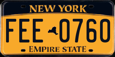 NY license plate FEE0760