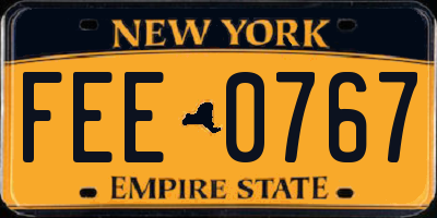 NY license plate FEE0767
