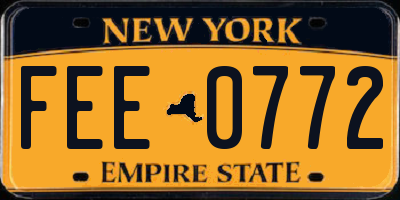 NY license plate FEE0772