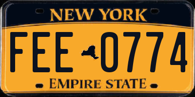 NY license plate FEE0774