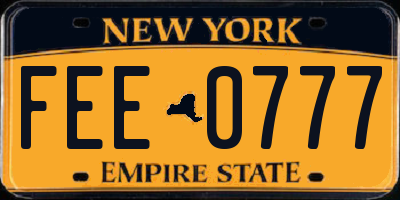 NY license plate FEE0777