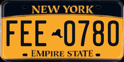 NY license plate FEE0780