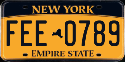 NY license plate FEE0789