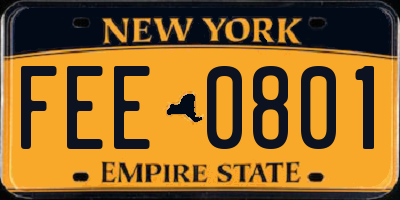 NY license plate FEE0801