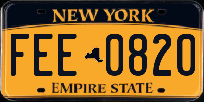 NY license plate FEE0820