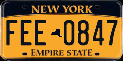 NY license plate FEE0847