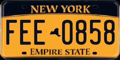NY license plate FEE0858