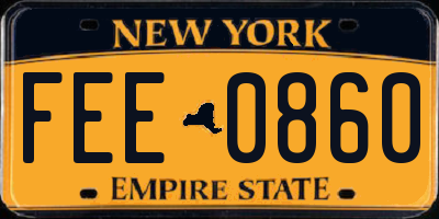 NY license plate FEE0860