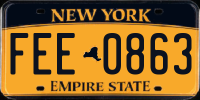 NY license plate FEE0863