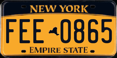 NY license plate FEE0865