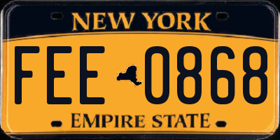 NY license plate FEE0868