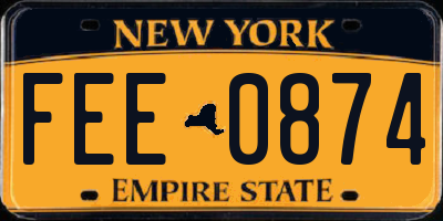 NY license plate FEE0874
