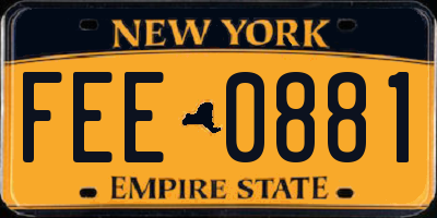 NY license plate FEE0881