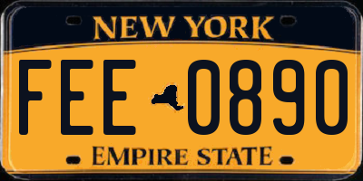 NY license plate FEE0890