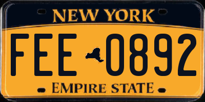 NY license plate FEE0892