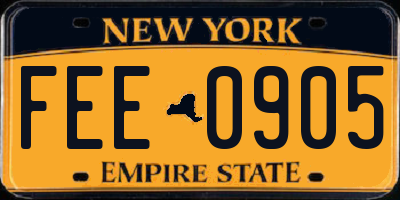 NY license plate FEE0905