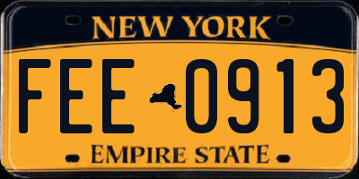 NY license plate FEE0913